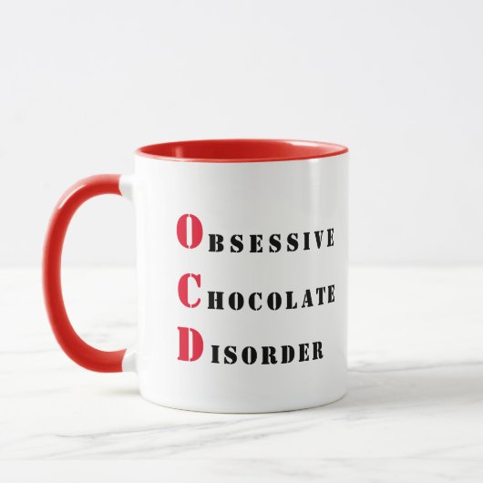 OCD - Rood- en zwarte Obsessieve Chocolade Disorde Mok (Links)