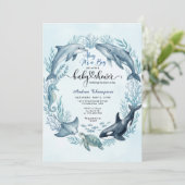 Ocea Babyshower Uitnodiging Walvis Dolfijn (Staand voorkant)