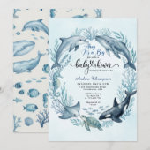 Ocea Babyshower Uitnodiging Walvis Dolfijn (Voorkant / Achterkant)