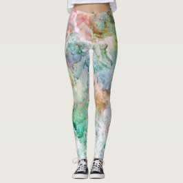 Oceaan Abstract Waterverf Grunge Patroon Leggings