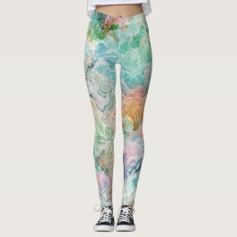 Oceaan Abstract Waterverf Grunge Patroon Leggings