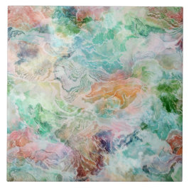 Oceaan Abstract Waterverf Grunge Patroon Tegeltje