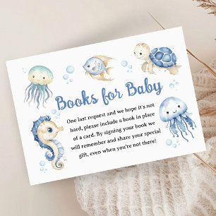 Oceaan Ahoy Baby Shower Jongen Blauwe Boeken Voor Informatiekaartje