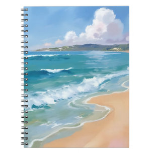 Oceaan Aquarel Golven Blauwe Zee Kust Schilderij Notitieboek