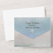 Oceaan Aquarel Met Hartjes All In One Uitnodiging (Achterkant)