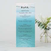 Oceaan Aquarel Strand Script Trouwmenu Kaart (Staand voorkant)