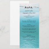 Oceaan Aquarel Strand Script Trouwmenu Kaart (Voorkant / Achterkant)