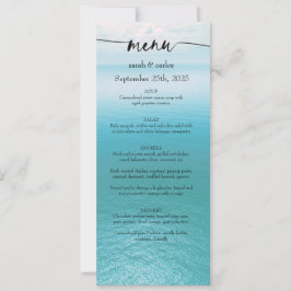Oceaan Aquarel Strand Script Trouwmenu Kaart