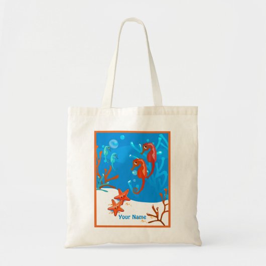 Oceaan Aquatische Cute Zeepaardje Custom Tote Bag (Voorkant)