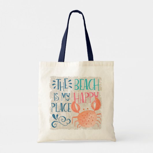 Oceaan avontuur | Tropisch Zee Strand Happy Crab Tote Bag (Achterkant)