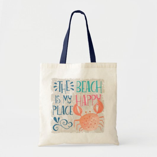 Oceaan avontuur | Tropisch Zee Strand Happy Crab Tote Bag (Voorkant)