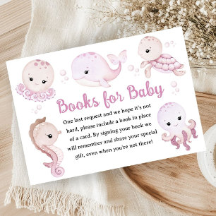 Oceaan Baby Shower Meisje Roze Boeken Voor Baby Informatiekaartje