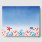 Oceaan Baby shower Waterverf Zeesterren Koralen Gastenboek (Achterkant)