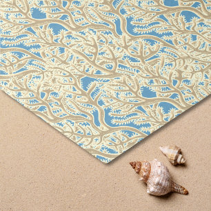 Oceaan Beige & Blauwe Koraalrif Tissuepapier