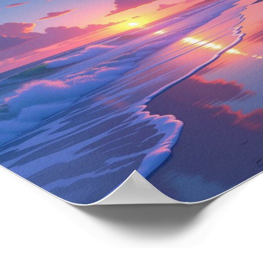 Oceaan bij schemering poster (Hoek)