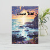 Oceaan bij zonsondergang bedankkaart (Staand voorkant)