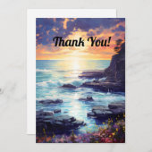 Oceaan bij zonsondergang bedankkaart (Voorkant / Achterkant)