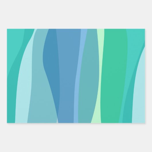 Oceaan Blauw en Groen Abstracte Vormen Esthetisch Inpakpapier Vel (Voorkant)