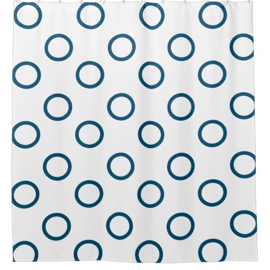 Oceaan Blauw en Wit: Cirkels: Polka Dot Douchegordijn (Voorkant)