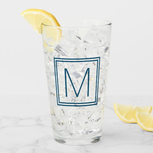 Oceaan Blauw Ontworpen Monogram Glas (Voorkant ijs)