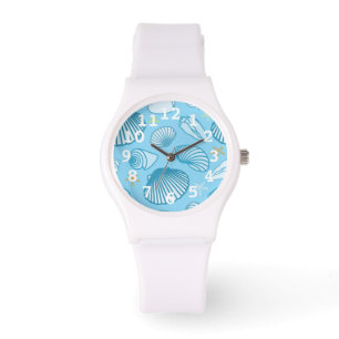 Oceaan Blauw Patroon Horloge