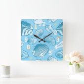 Oceaan Blauw Patroon Vierkante Klok (Huis)