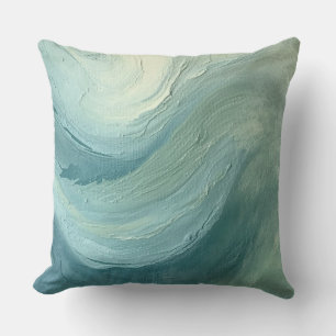 Oceaan Blauw Salie Groen Moderne Kust Golven Print Kussen