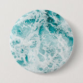 Oceaan Blauwe Golven Ronde Button 7,6 Cm (Voorkant)