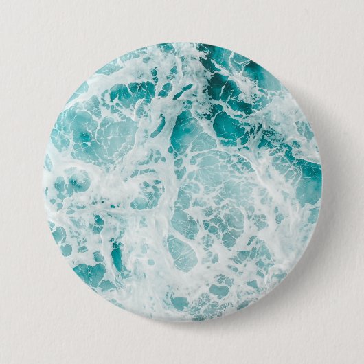 Oceaan Blauwe Golven Ronde Button 7,6 Cm (Voorkant)
