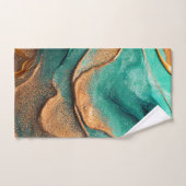 Oceaan Blauwgroen en Bronzen Abstracte Kunst Bad Handdoek (Handdoek)