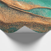 Oceaan Blauwgroen en Bronzen Abstracte Kunst Cadeaupapier (Hoek)
