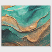 Oceaan Blauwgroen en Bronzen Abstracte Kunst Cadeaupapier (Vlak)
