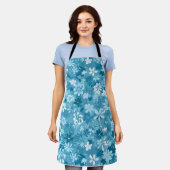 Oceaan Bries Bloem Turquoise Botanisch Schort (Gedragen)