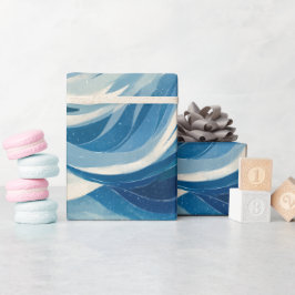 Oceaan diepblauwe stroom witte abstracte patroon cadeaupapier