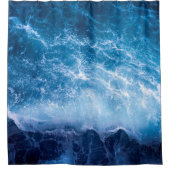 Oceaan - Donkere blauwe golven Douchegordijn (Voorkant)