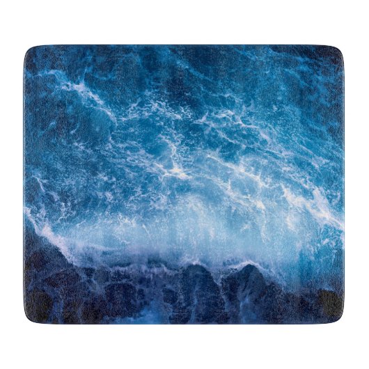 Oceaan - Donkere blauwe golven Snijplank (Voorkant)
