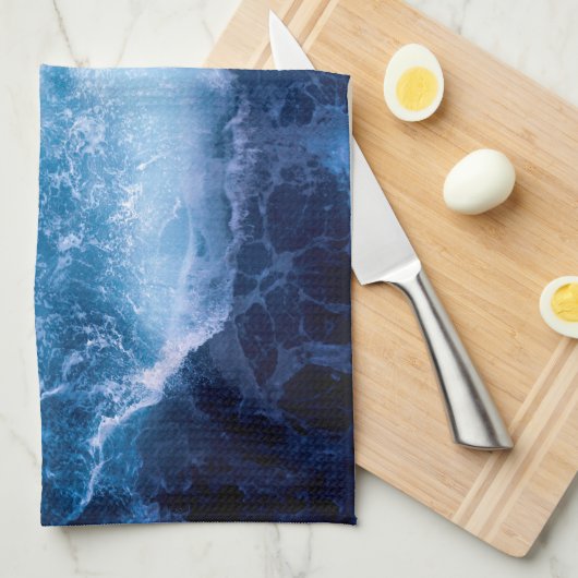 Oceaan - Donkere blauwe golven Theedoek (Quarter Fold)