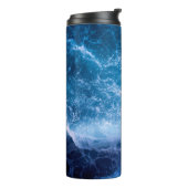 Oceaan - Donkere blauwe golven Thermosbeker (Gedraaid links)