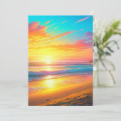 oceaan een zonsondergang strand aan zee kaart (Staand voorkant)