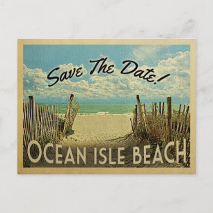 Oceaan Eiland Strand Bewaar de Datum Vintage Nauti Aankondigingskaart