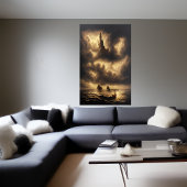 Oceaan en een kasteel in de lucht | AI Art Poster