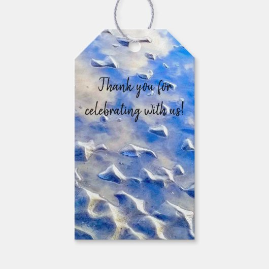 Oceaan en hemelsblauw reflecties cadeaulabel (Voorkant)