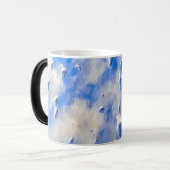 Oceaan en hemelsblauw reflecties magische mok (Voorkant links)