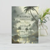 Oceaan en Palm Trees Bruiloft Kaart (Staand voorkant)