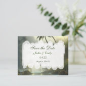 Oceaan en Palm Trees Serene Bruiloft Save the Date Kaart (Staand voorkant)
