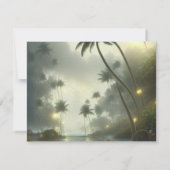 Oceaan en Palm Trees Serene Bruiloft Save the Date Kaart (Achterkant)
