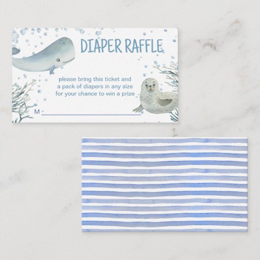 Oceaan en zee baby shower mariene luier loterij informatiekaartje (Voorkant / Achterkant)