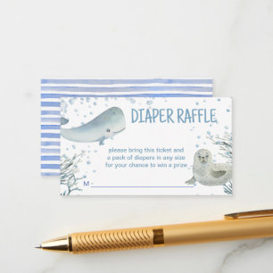Oceaan en zee baby shower mariene luier loterij informatiekaartje