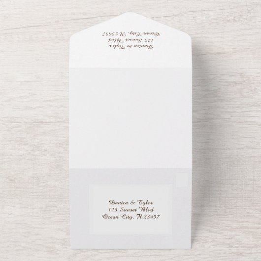  Oceaan en Zee Glazen Bruiloft All In One Uitnodiging (Buitenkant)