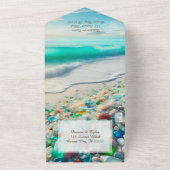  Oceaan en Zee Glazen Bruiloft All In One Uitnodiging (Buitenkant)